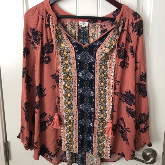 Mason & Belle Tops - Mason & Belle 3/4 Sleeve Boho Top, Size XXL.